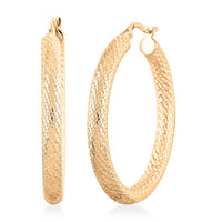 10K Yellow Gold 4x38mm Miligreen Hoop Earrings 4.8 Grams