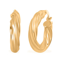 Twisted 4.3x19mm Hoop Earrings in 10K Yellow Gold 2.4 Grams