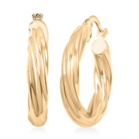 Twisted 4.3x22.2mm Hoop Earrings in 10K Yellow Gold 2.7 Grams