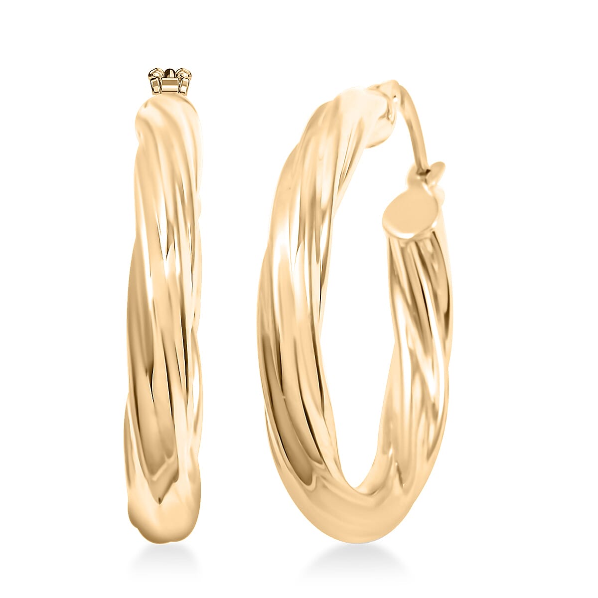 Twisted 4.3x27.7mm Hoop Earrings in 10K Yellow Gold 3.4 Grams
