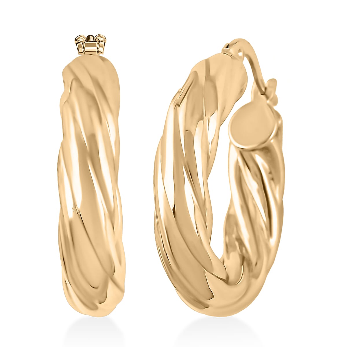 Twisted 5.3x24mm Hoop Earrings in 10K Yellow Gold 3.9 Grams