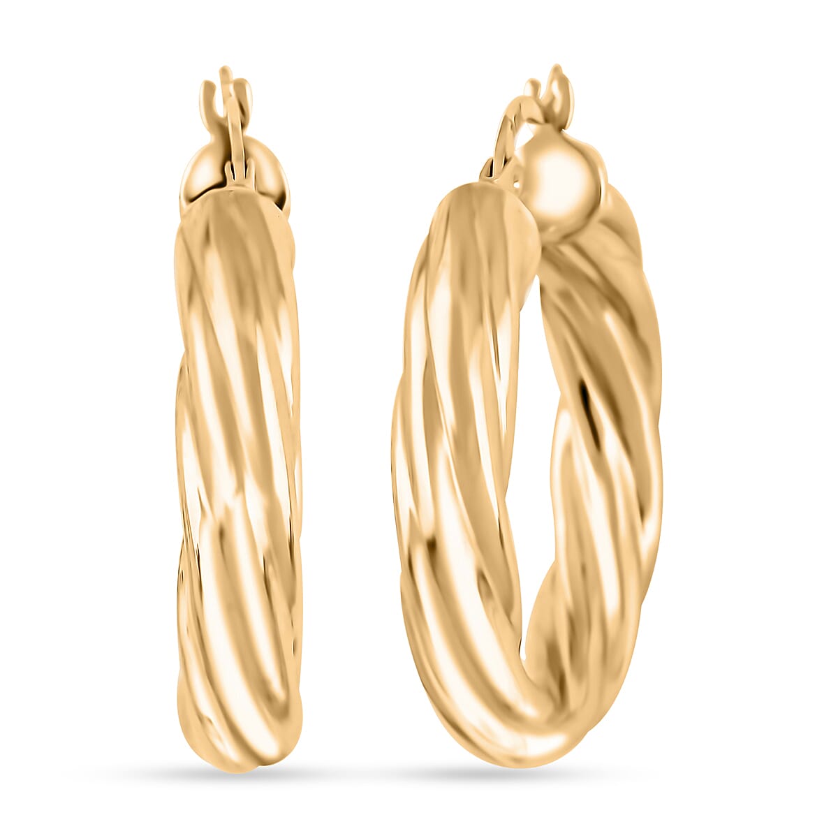 Twisted 5.3x29mm Hoop Earrings in 10K Yellow Gold 4.7 Grams