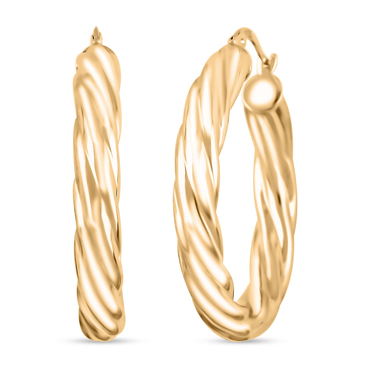 Twisted 5.3x33.5mm Hoop Earrings in 10K Yellow Gold 6 Grams