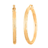 Pipe Diamond-cut 3x34.8mm Hoop Earrings in 10K Yellow Gold 1.90 Grams