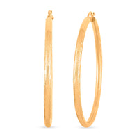 Pipe Diamond-cut 3x55mm Hoop Earrings in 10K Yellow Gold 3.2 Grams