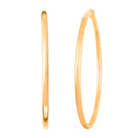 Pipe Diamond-cut 3x65mm Hoop Earrings in 10K Yellow Gold 3.8 Grams