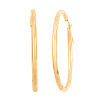 Pipe Diamond-cut 2x34.8mm Hoop Earrings in 10K Yellow Gold 1.6 Grams