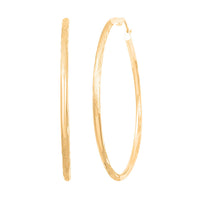Pipe Diamond-cut 2x44.4mm Hoop Earrings in 10K Yellow Gold 1.9 Grams