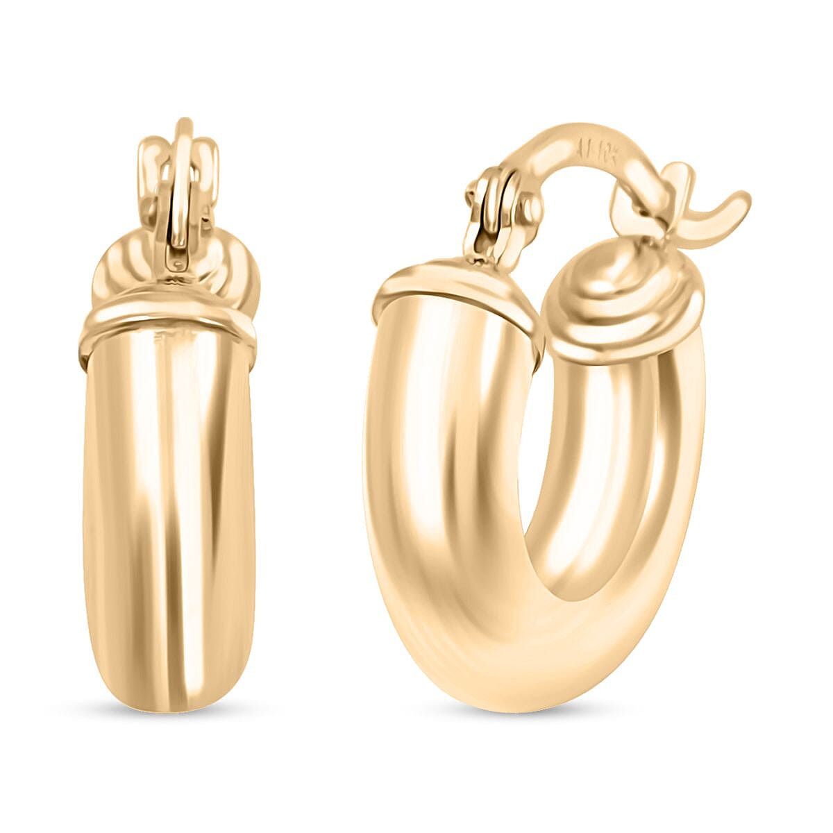 Pipe Plain 4x15mm Hoop Earrings in 10K Yellow Gold 1.70 Grams
