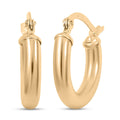 Pipe Plain 3x17mm Hoop Earrings in 10K Yellow Gold 1.1 Grams - Sticky add to cart bar