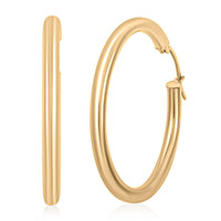 Pipe Plain 3x35mm Hoop Earrings in 10K Yellow Gold 2.1 Grams