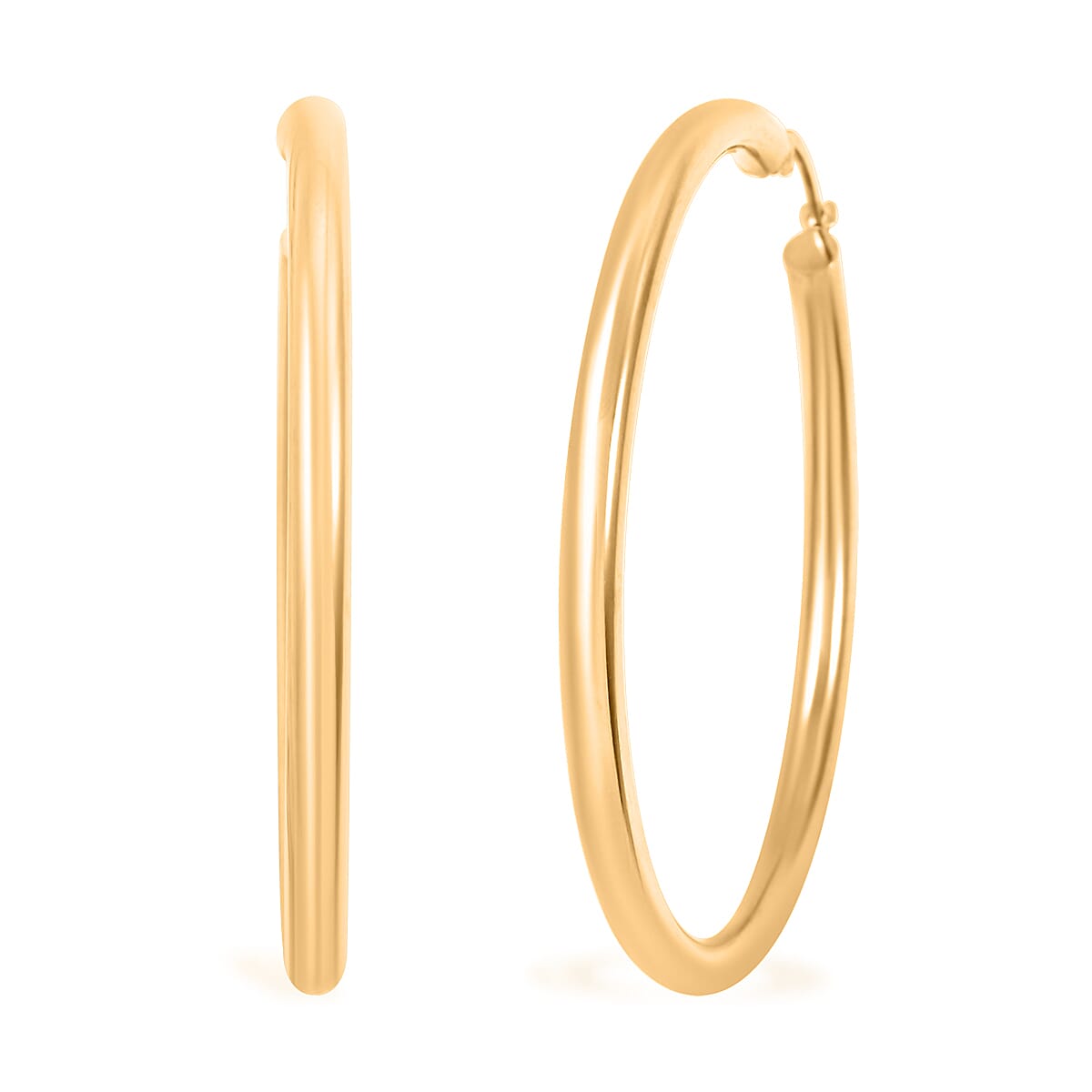 Pipe Plain 3x44.5mm Hoop Earrings in 10K Yellow Gold 2.9 Grams
