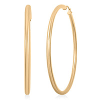 Pipe Plain 3x64mm Hoop Earrings in 10K Yellow Gold 4.1 Grams