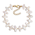 White Freshwater Pearl Bracelet in 18K Vermeil Yellow Gold Over Sterling Silver (7.25 In) - Sticky add to cart bar