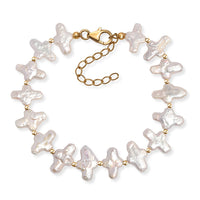 White Freshwater Pearl Bracelet in 18K Vermeil Yellow Gold Over Sterling Silver (7.25 In)