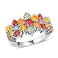 Rainbow Sapphire Ring in Rhodium Over Sterling Silver (Size 10.0) 3.15 ctw - Sticky add to cart bar
