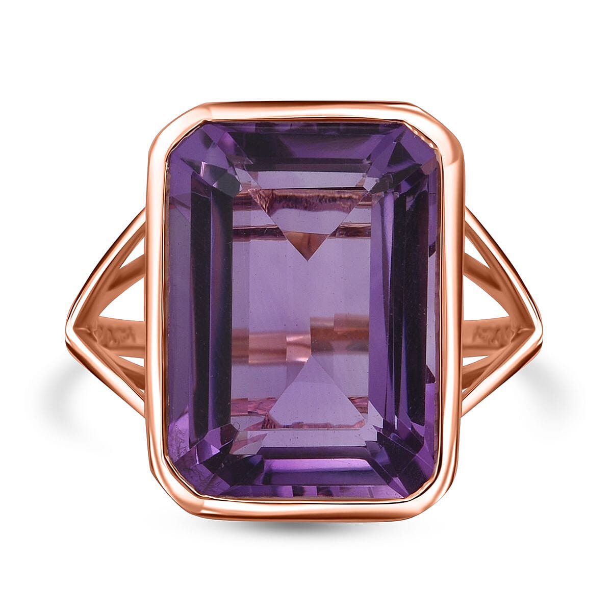 Rose De France Amethyst 15.65 ctw Ring in Vermeil Rose Gold Over Sterling Silver (Size 5.0)