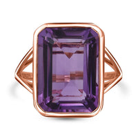 Rose De France Amethyst 15.65 ctw Ring in Vermeil Rose Gold Over Sterling Silver (Size 5.0)