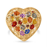 Rainbow Sapphire, Blue and Pink Sapphire Ring in Vermeil YG Over Sterling Silver (Size 8.0) 3.25 ctw
