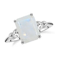 Rainbow Moonstone Solitaire Ring in Sterling Silver (Size 10.0) 2.75 ctw - Sticky add to cart bar