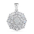 Simulated Diamond 1.35 ctw Floral Pendant without Chain in Rhodium Over Sterling Silver - Sticky add to cart bar