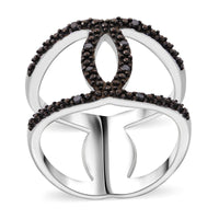 Thai Black Spinel Classic Ring in Rhodium Over Sterling Silver