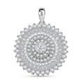Simulated Diamond 1.35 ctw Round Floral Pendant without Chain in Rhodium Over Sterling Silver - Sticky add to cart bar
