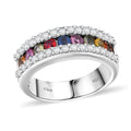 Chrome Diopside, White Zircon Half Eternity Ring in Rhodium Over Sterling Silver (Size 10.0) 1.50 ctw - Sticky add to cart bar