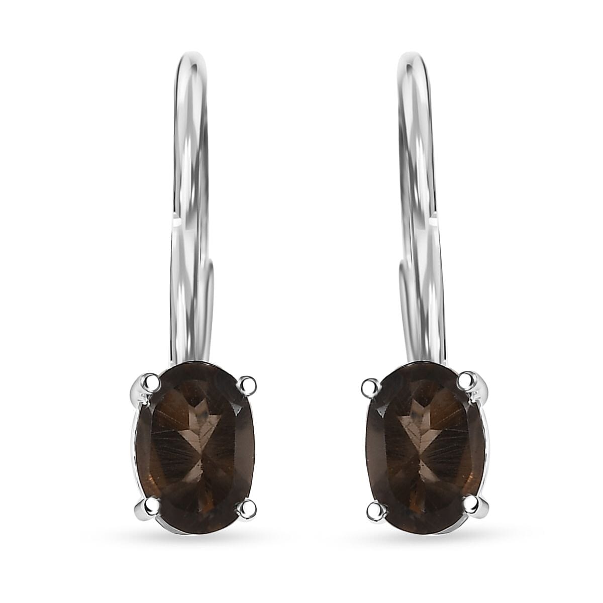 D'Joy Brazilian Smoky Quartz 0.90 ctw Lever Back Earrings in Sterling Silver