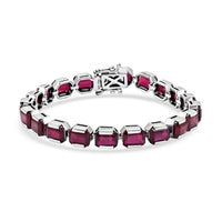 Niassa Ruby (FF) Bracelet in Rhodium Over Sterling Silver (6.50 In) 34.80 ctw