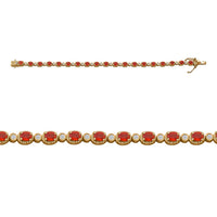 Orange Sapphire, White Zircon Bracelet in Vermeil YG Over Sterling Silver (6.50 In) 5.60 ctw