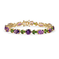 D'Joy Moroccan Amethyst and Chrome Diopside 17.65 ctw Forest Bloom Bracelet in 18K Vermeil Yellow Gold Over Sterling Silver (7.25 In)