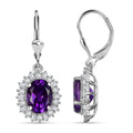 D'Joy Premium Moroccan Amethyst and Moissanite 4.50 ctw Regal Bloom Earrings in Rhodium Over Sterling Silver - Sticky add to cart bar