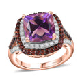 D'Joy Premium Moroccan Amethyst, Brown and White Zircon 5.80 ctw Twilight Majesty Ring in 18K Vermeil Rose Gold Over Sterling Silver (Size 10.0) - Sticky add to cart bar
