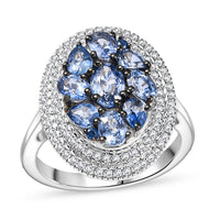 D'Joy Premium Ouro Fino Rubellite, White Zircon Ring in Rhodium Over Sterling Silver (Size 10.0) 3.00 ctw