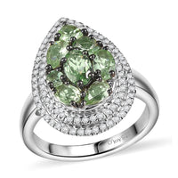 D'Joy Premium Ouro Fino Rubellite, White Zircon Ring in Rhodium Over Sterling Silver (Size 10.0) 3.00 ctw