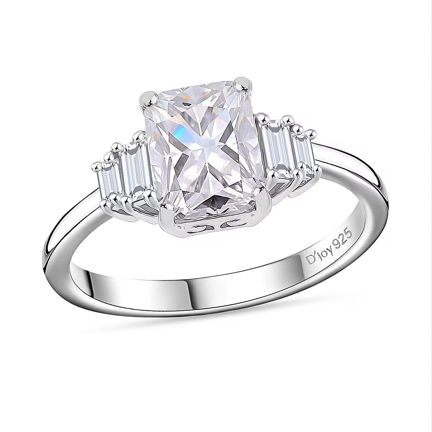 D'Joy Moissanite 2.90 ctw Ring in Rhodium Over Sterling Silver