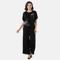 Rose Floral Linen Feel 2pcs Pajama Set - One Size Fits Most - Sticky add to cart bar