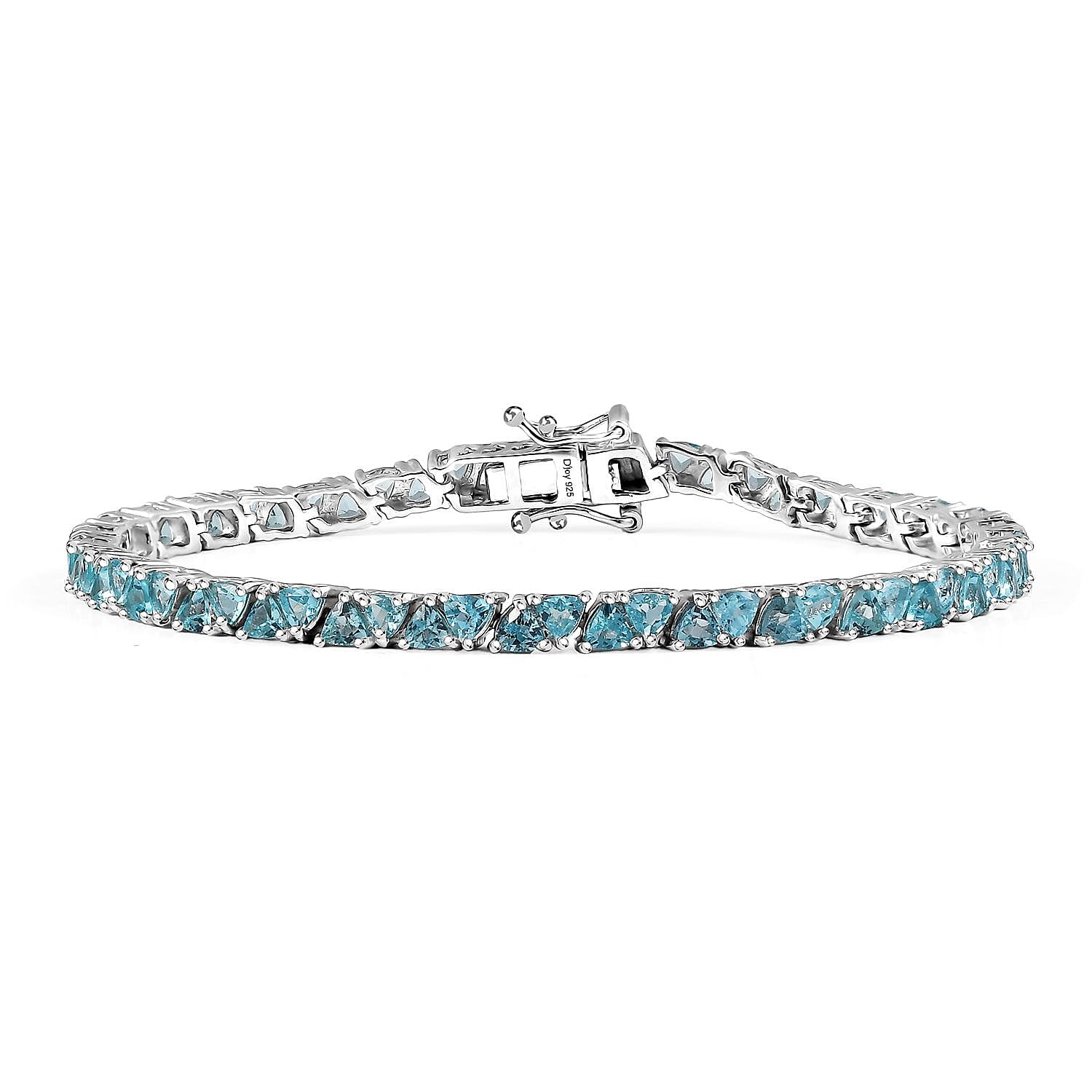 D'Joy Betroka Blue Apatite Zigzag Bracelet in Rhodium Over Sterling Silver (7.25 In) 7.35 ctw