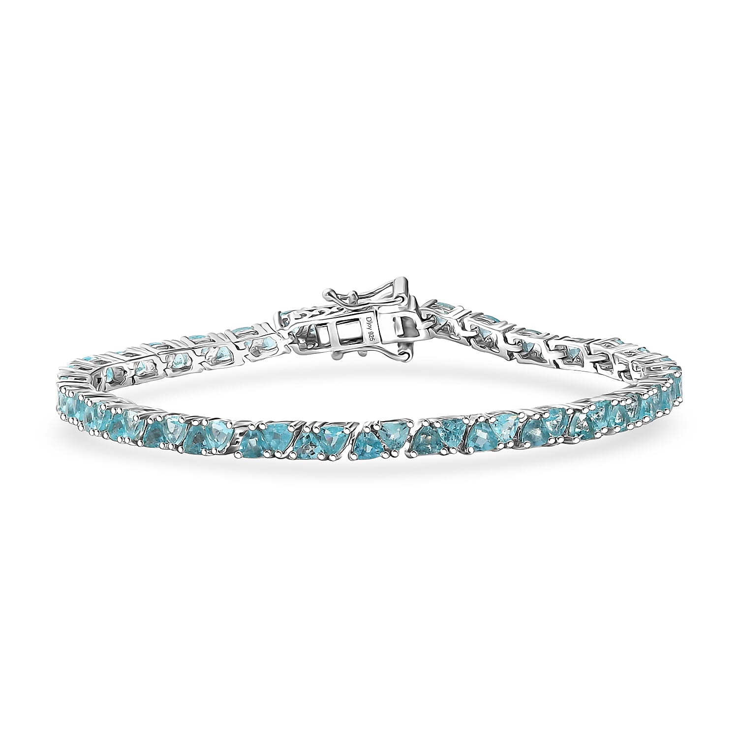 D'Joy Betroka Blue Apatite 7.35 ctw Ocean Prism Bracelet in Rhodium Over Sterling Silver (7.25 In)