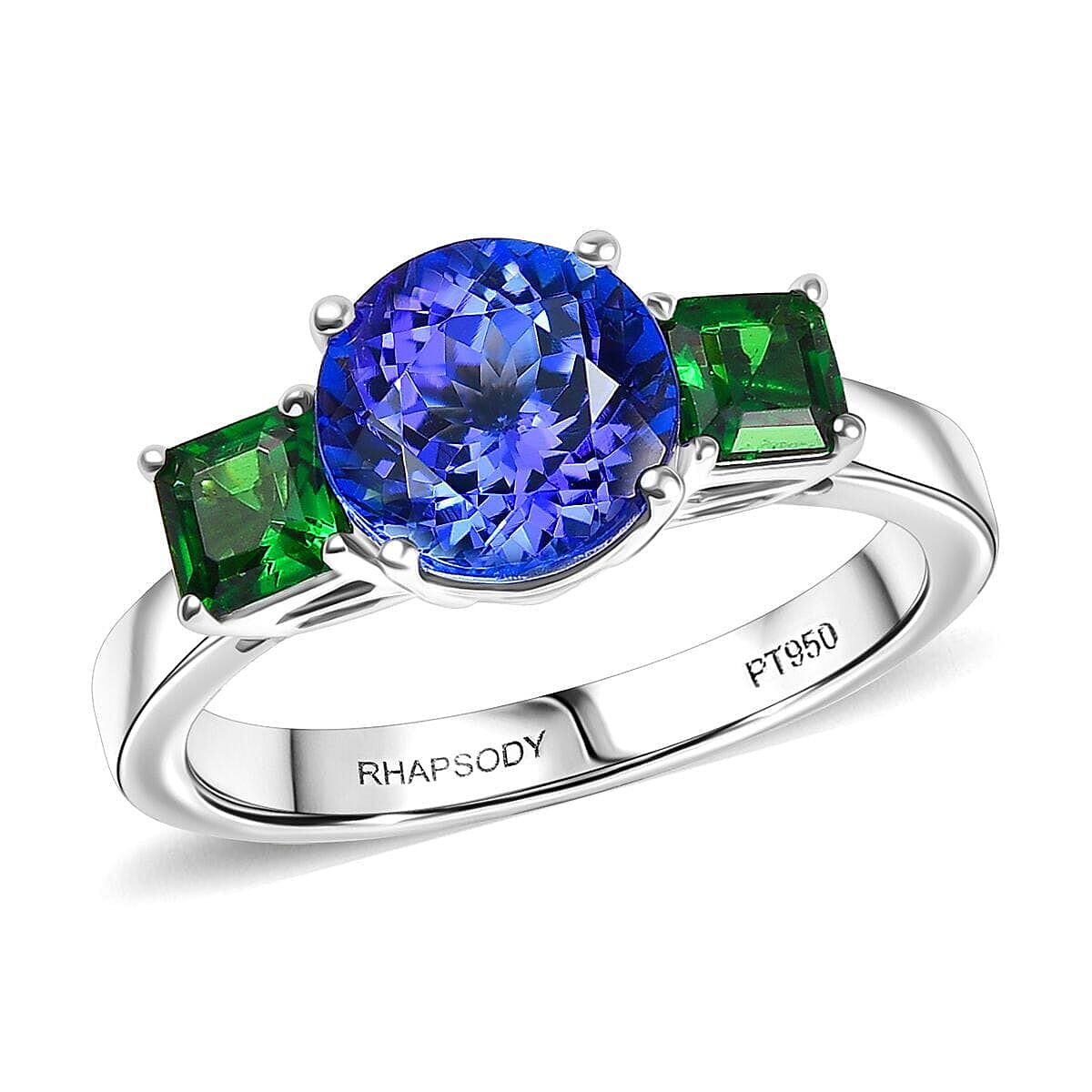 TLV Certified & Appraised Rhapsody 950 Platinum AAAA Tanzanite, Tsavorite Garnet Ring (Size 10.0) 2.86 ctw