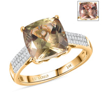 Certified & Appraised Luxoro AAA Turkizite and G-H I2 Diamond 6.04 ctw Ring in 14K Yellow Gold (Size 10.0) 4.48 Grams (Del. in 10-15 Days)