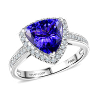 Certified & Appraised Rhapsody AAAA Tanzanite and E-F VS Diamond 4.22 ctw Ring in 950 Platinum 7.57 Grams