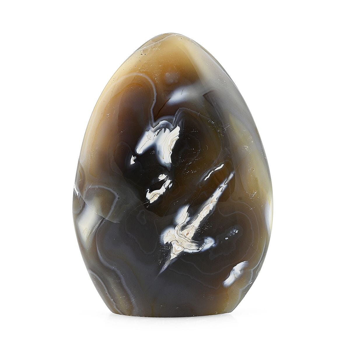 Agate Black Flower Free Form -L Approx 2267.96ctw