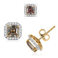 Certified & Appraised Luxoro AAA Asscher Cut Turkizite and G-H I2 Diamond 3.00 ctw Halo Stud Earrings in 14K Yellow Gold (Del. in 10-15 Days) - Sticky add to cart bar