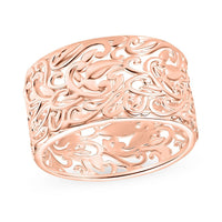 Filigree Band Ring in 18K Vermeil Rose Gold Over Sterling Silver (Size 10.0) 3 Grams