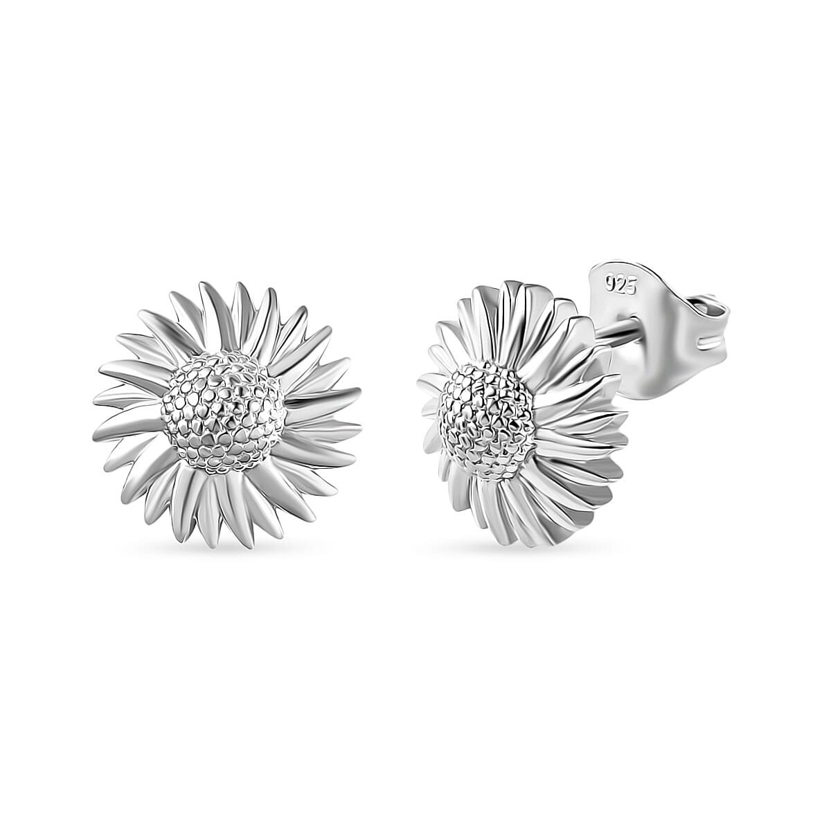 Sunflower Earrings in 10K White Gold 2.70 Grams