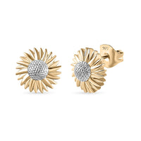Sunflower Earrings in 10K White Gold 2.70 Grams