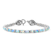 Ethiopian Welo Opal Bracelet in Rhodium Plating Over Sterling Silver (7.50 Inches) 8.33 ctw