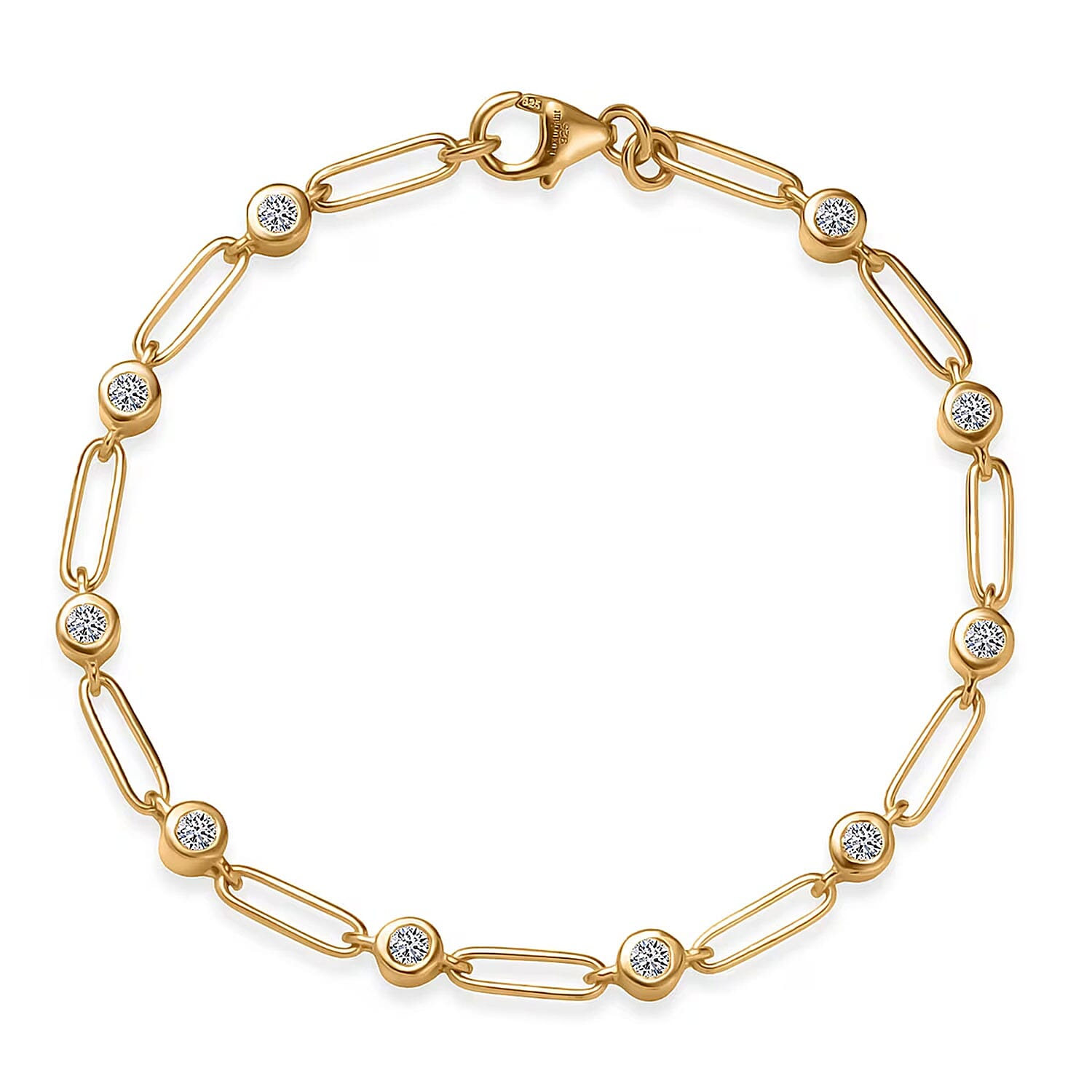 Luxuriant Lab Grown Diamond G-H SI 1.00 ctw Bracelet in 18K Vermeil Yellow Gold Over Sterling Silver (7.25 In)